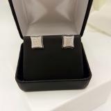 0.10 Carat (ctw) 10K White Gold White Round Diamond Micro Pave Setting Kite Shape Stud Earrings 1/10 CT
