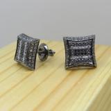 0.10 Carat (ctw) Black Rhodium Plated 14K White Gold White & Black Round Diamond Micro Pave Setting Kite Shape Stud Earrings 1/10 CT