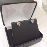 0.60 Carat (ctw) 10K White Gold Heart Shape Deep Pink Tourmaline & Round Diamond Halo Stud Earrings