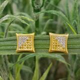 0.10 Carat (ctw) 18K Yellow Gold Plated Sterling Silver White & Yellow Round Diamond Micro Pave Setting Kite Shape Stud Earrings