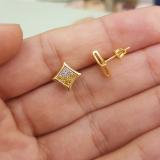 0.10 Carat (ctw) 18K Yellow Gold Plated Sterling Silver White & Yellow Round Diamond Micro Pave Setting Kite Shape Stud Earrings