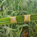 0.10 Carat (ctw) 18K Yellow Gold Plated Sterling Silver White & Yellow Round Diamond Micro Pave Setting Kite Shape Stud Earrings