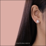 0.03 Carat (ctw) Round White Diamond Micro Pave Setting Square Shape Stud Earring 10K Yellow Gold