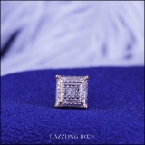 0.03 Carat (ctw) Round White Diamond Micro Pave Setting Square Shape Stud Earring 10K Yellow Gold