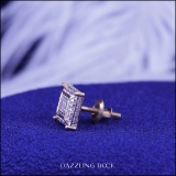 0.03 Carat (ctw) Round White Diamond Micro Pave Setting Square Shape Stud Earring 10K Yellow Gold