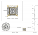 0.03 Carat (ctw) Round White Diamond Micro Pave Setting Square Shape Stud Earring 10K Yellow Gold