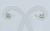 0.05 Carat (ctw) Round White Diamond Micro Pave Setting Square Shape Stud Earrings 10K Yellow Gold