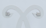 0.05 Carat (ctw) Round White Diamond Micro Pave Setting Square Shape Stud Earrings 10K White Gold