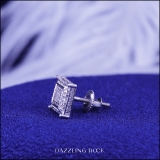 0.03 Carat (ctw) Round White Diamond Micro Pave Setting Square Shape Stud Earring 18K White Gold