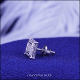 0.03 Carat (ctw) Round White Diamond Micro Pave Setting Square Shape Stud Earring Sterling Silver