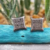 0.10 Carat (ctw) Black Rhodium Plated 14K Yellow Gold Black Round Diamond Micro Pave Setting Kite Shape Stud Earrings 1/10 CT