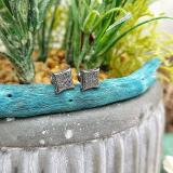 0.10 Carat (ctw) Black Rhodium Plated 14K Yellow Gold Black Round Diamond Micro Pave Setting Kite Shape Stud Earrings 1/10 CT