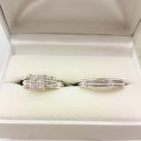 0.20 Carat (ctw) Sterling Silver Round White Diamond Men & Women's Micro Pave Engagement Ring Trio Bridal Set 1/5 CT