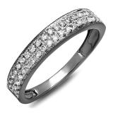 0.33 Carat (ctw) 10k Black Rhodium Plated White Gold Round Diamond Ladies Anniversary Band Wedding Ring