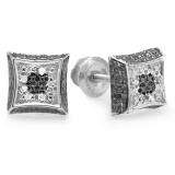 0.05 Carat (ctw) Sterling Silver Round White Diamond Ice Cube Micro Pave Setting Kite Shape Stud Earrings