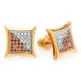 0.15 Carat (ctw) Sterling Silver White & Red Round Diamond Micro Pave Setting Kite Shape Stud Earrings