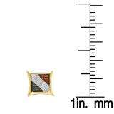 0.25 Carat (ctw) 14k Yellow Gold Blue White & Red Round Diamond Micro Pave Setting Kite Shape Stud Earrings 1/4 CT