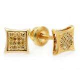 0.10 Carat (ctw) Sterling Silver Yellow Round Diamond Micro Pave Setting Kite Shape Stud Earrings
