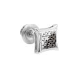 0.05 Carat (ctw) Round Black & White Diamond Kite Shape Stud Earring 18K White Gold (1 Pc Only)