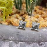 0.10 Carat (ctw) Round Black & White Diamond Kite Shape Stud Earrings 1/10 CT 18K White Gold