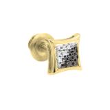 0.05 Carat (ctw) Round Black & White Diamond Kite Shape Stud Earring 18K Yellow Gold (1 Pc Only)