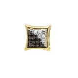 0.05 Carat (ctw) Round Black & White Diamond Kite Shape Stud Earring 18K Yellow Gold (1 Pc Only)