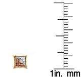 0.10 Carat (ctw) Yellow Gold Plated Sterling Silver Red & White Round Diamond Micro Pave Setting Kite Shape Stud Earrings