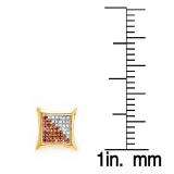 0.25 Carat (ctw) 18k Yellow Gold Plated Sterling Silver Red & White Round Diamond Micro Pave Setting Kite Shape Stud Earrings
