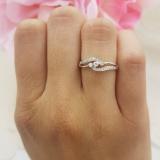 0.20 Carat (ctw) Round White Diamond Ladies 3 stone Engagement Promise Ring 1/5 CT 14K White Gold