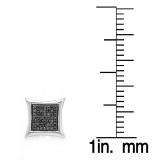 0.25 Carat (ctw) 10K White Gold Black Round Diamond Micro Pave Setting Kite Shape Stud Earrings 1/4 CT