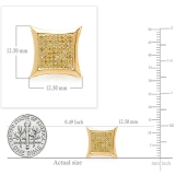 0.33 Carat (ctw) 10K Yellow Gold Yellow Round Diamond Micro Pave Setting Kite Shape Stud Earrings 1/3 CT