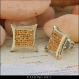 0.33 Carat (ctw) 10K Yellow Gold Yellow Round Diamond Micro Pave Setting Kite Shape Stud Earrings 1/3 CT