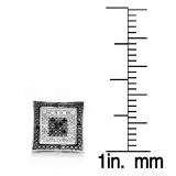 0.15 Carat (ctw) Sterling Silver White & Black Round Diamond Micro Pave Setting Kite Shape Stud Earrings