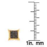 0.25 Carat (ctw) 18k Yellow Gold Plated Sterling Silver Black Round Diamond Micro Pave Setting Kite Shape Stud Earrings
