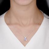 Sterling Silver Ladies Teddy Bear With Violet CZ Cubic Zirconia Pendant