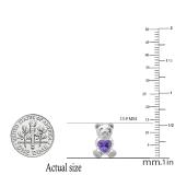 Sterling Silver Ladies Teddy Bear With Violet CZ Cubic Zirconia Pendant