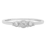 0.20 Carat (ctw) Round White Diamond Ladies 3 Stone Engagement Promise Ring 1/5 CT 10K White Gold