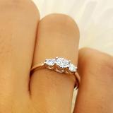 0.20 Carat (ctw) Round White Diamond Ladies 3 Stone Engagement Promise Ring 1/5 CT 18K White Gol