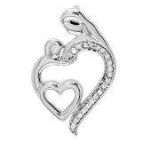 0.15 Carat (ctw) Sterling Silver Round Diamond Mothers Day Special Mom Child Ladies Pendant