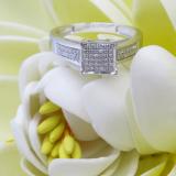 0.20 Carat (ctw) Sterling Silver Round White Diamond Men & Womens Micro Pave Engagement Ring 1/5 CT