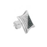 0.19 Carat (ctw) Round White & Blue Diamond Kite Shape Stud Earring, 10K Yellow Gold (Only 1Pc)