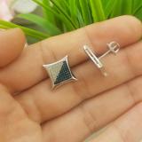 0.38 Carat (ctw) Round White & Blue Diamond Micro Pave Kite Shape Stud Earrings 10K White Gold