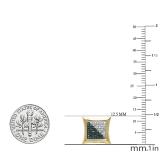 0.19 Carat (ctw) Round White & Blue Diamond Kite Shape Stud Earring, 18K Yellow Gold (Only 1Pc)