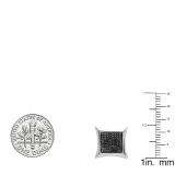 0.38 Carat (ctw) 10K White Gold Black Round Diamond Micro Pave Setting Kite Shape Stud Earrings
