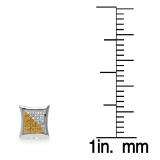 0.38 Carat (ctw) 10K White Gold White & Yellow Round Diamond Micro Pave Setting Kite Shape Stud Earrings