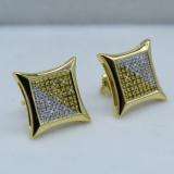 0.38 Carat (ctw) Sterling Silver White & Yellow Round Diamond Micro Pave Setting Kite Shape Stud Earrings