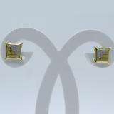 0.38 Carat (ctw) Sterling Silver White & Yellow Round Diamond Micro Pave Setting Kite Shape Stud Earrings
