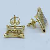 0.38 Carat (ctw) Sterling Silver White & Yellow Round Diamond Micro Pave Setting Kite Shape Stud Earrings