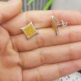 0.38 Carat (ctw) 10K White Gold Yellow Round Diamond Micro Pave Setting Kite Shape Stud Earrings