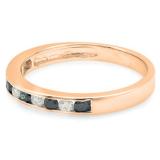 0.40 Carat (ctw) 10k Rose Gold Round White & Blue Diamond Ladies Anniversary Wedding Stackable Ring Band